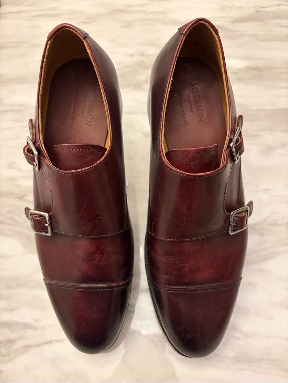 Meermin Mallorca Double Monk Strap Leather Dress Shoes Men 8.5 US 7.5 UK